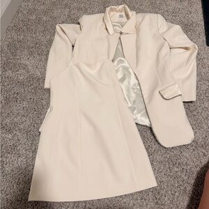 Elegant Cream Blazer and Skirt Set